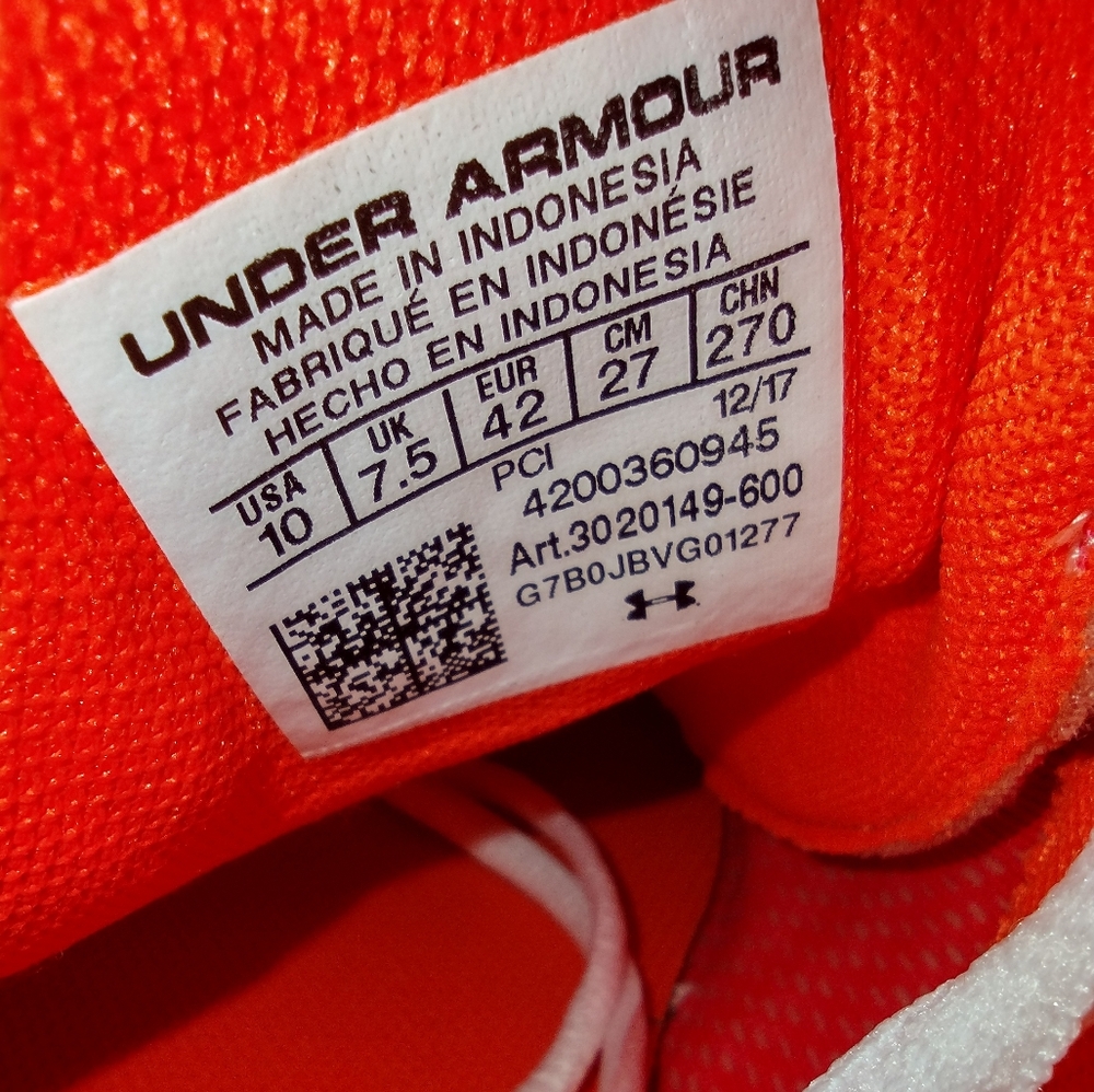 Under Armour Women's Coral Orange Athletic Sneakers - Picture 8 of 8